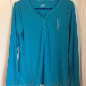 Turquoise blue justice Henley long sleeve NEW!